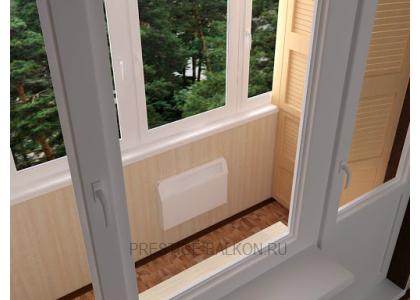Теплое остекление лоджии пластиковыми окнами и отопительным конвектором в Балашихе